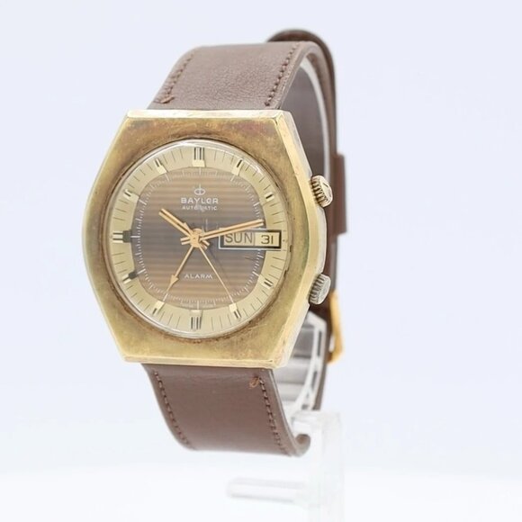 Vintage 40mm Baylor Alarm 17j Men\'s Automatic Wristwatch AS 5008 Swiss Retro main image 4